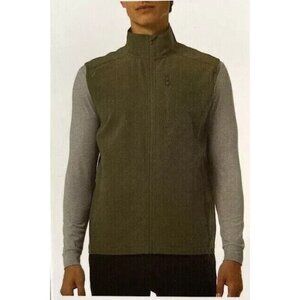 NEW 32 Degrees Heat Mens L Green Full-Zip Vest Lightweight Polyester/Spandex